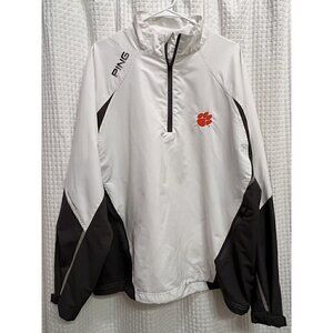 Clemson University Tiger PING Mens Size Large White GrayPullover Quarter Zip M11